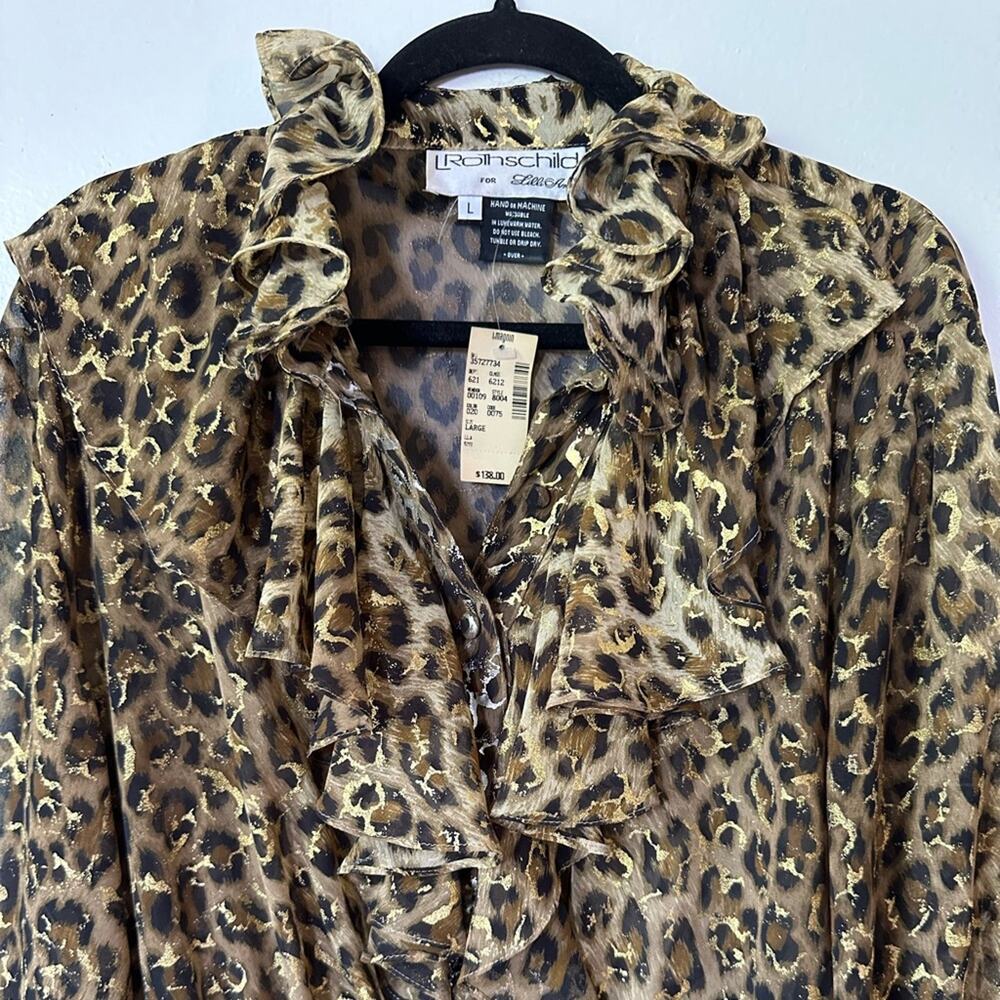 L Rothschild for Lilli Ann Bodysuit Size Large Night Life Ruffle Sheer Leopard - Picture 5 of 8
